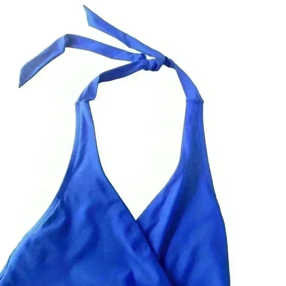 J Crew Halter Wrap Swim Dress Modest Royal Blue Womens Size 4 - Picture 7 of 10